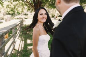 Smiling bride with beautiful white teeth